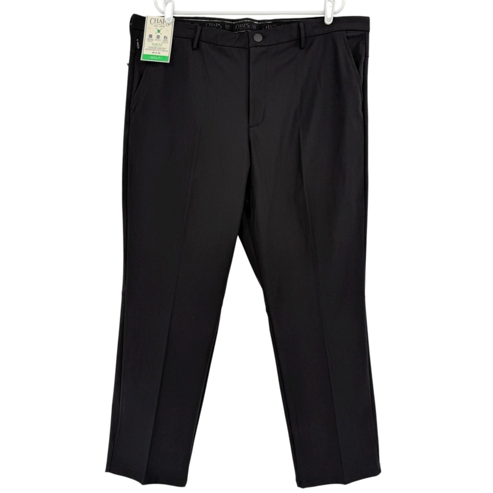 Chaps Golf Mens Stretch Waistband Slim Black Performance Golf Pants Sz 40x30 NWT